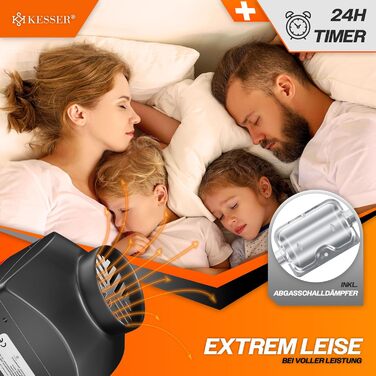 Дизельний опалювач KESSER® 8kW з таймером, LCD-дисплеєм та пультом дистанційного керування | Швидкий нагрів | Опалювач повітря з шумопоглиначем та термостатом (Червоний, 8кВт) Чорний / Червоний 8кВт