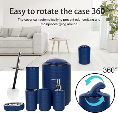 CERBIOR Набір аксесуарів для ванної кімнати, 6 шт. (мильниця, тримач для зубних щіток, стакан для щіток, мильниця) блакитний, подарунковий