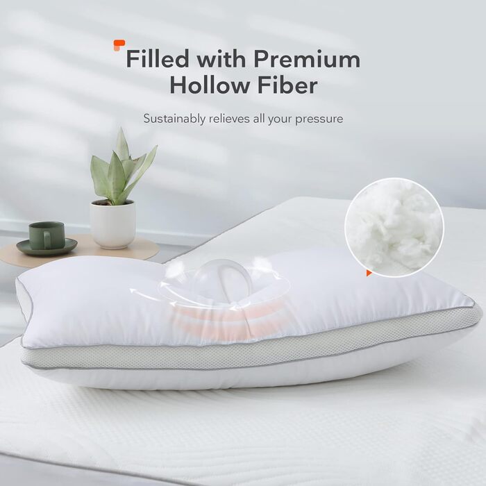 Набір подушок Sweetnight Firm з 2 шт. , розкішна готельна подушка Comfort Pillow Set з 2 шт. , Allegiker Pillow М'яка дихаюча подушка для сну біля ліжка 48 x 74 см, SN-UP002-S-2-XJ, біла 2 шт. (упаковка з ) 2 шт. и