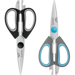 Кухонні ножиці Asdirne, леза з нержавіючої сталі, м'які ручки, 2 шт. и, 21,6 см, сині/сірі