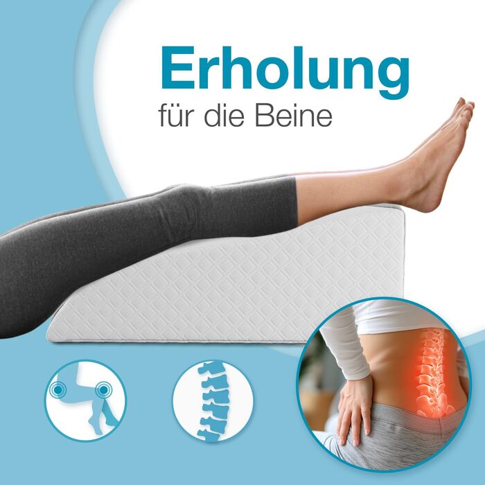 Подушка для ніг ELONEO з піною з пам'яті, для підтримки ніг, знімний чохол, 62x40x24 см, (Висока, Біла)