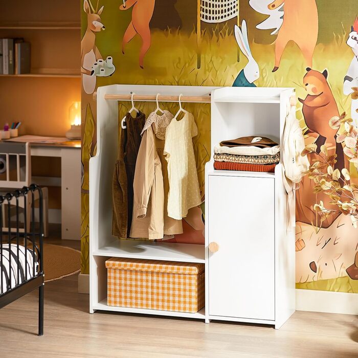 Дитяча шафа SoBuy з 2 гачками, гардероб для дитячої кімнати, білий, 94x110x35 см (KMB110-W)