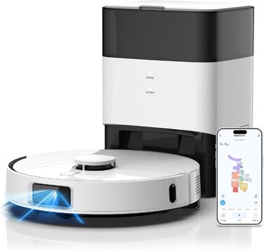 Робот-пилосос AIRROBO T30+ з функцією миття, LiDAR навігація, 6000Pa, 3.5L пилозбірник, 240 хв роботи, керування через додаток, білий малюнок