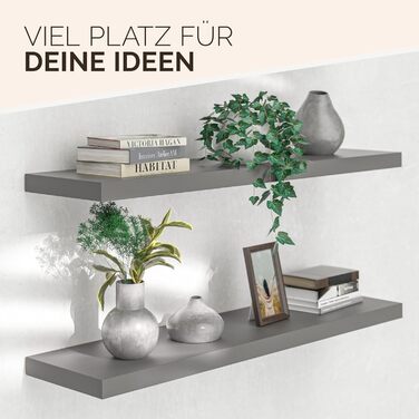 Настінна полиця Casaria Holz Schwarz 15 кг - для кухні, вітальні, коридору. Плаваюча полиця-книжкова шафа, матова