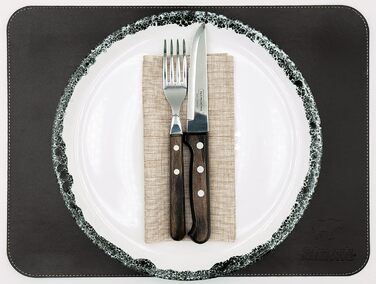 Набір скатертин BEEFSTONE® 6 шт. з PU шкіри, чорно-бежевий, 40x30 см | Водостійкі, легко миються | Скатертини, підставки під посуд