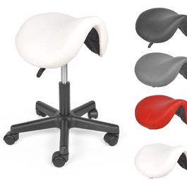 Офісний стілець mingone з регульованою висотою, обертовий стілець на 360, робочий стілець, практичний стілець з роликами і низькою спинкою, штучна шкіра 36. 5 см (білий)