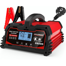Зарядний пристрій для акумулятора 25A 12V/24V - Автоматичний зарядний пристрій для акумулятора з LCD-дисплеєм, підходить для LiFePO4 акумуляторів