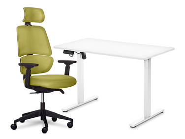 Комплект Mealux PowerDesk Lite White + Leo Air Plus Green (арт. EVO-201 Lite W/W+Y 546 KZ)