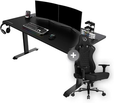 Ігровий стіл ULTRADESK Momentum, килимок розміру XXL, підставка для мобільного телефону, підстаканник, з можливістю завантаження до 130 кг, 152,5x70 см