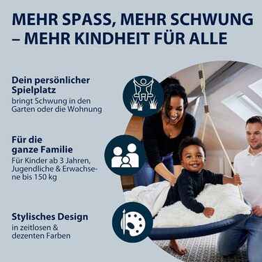 Шоукель HUDORA Nestschaukel Lounge - регульована висота, діаметр 90/110 см, до 150 кг, закрита сидіння, сімейна для дому та саду (Midnight, 110 см, Single)