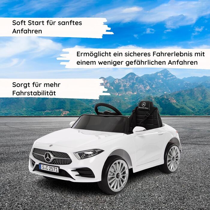 Дитячий електромобіль Mercedes CLS 350 AMG, ліцензія, 12V, шкіряні сидіння, пульт, MP3, білий