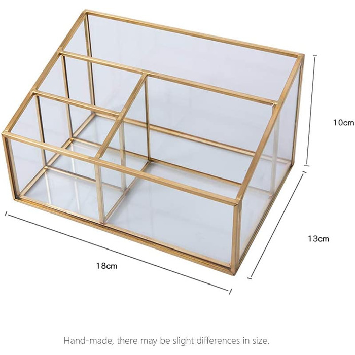 Косметичний органайзер HARLIANGXY скло 13х18х10 см прозоро-золотистий