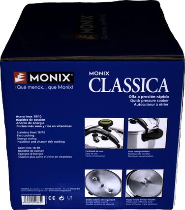 Скороварка Monix Classica Traditional 8 л, нержавіюча сталь, срібло