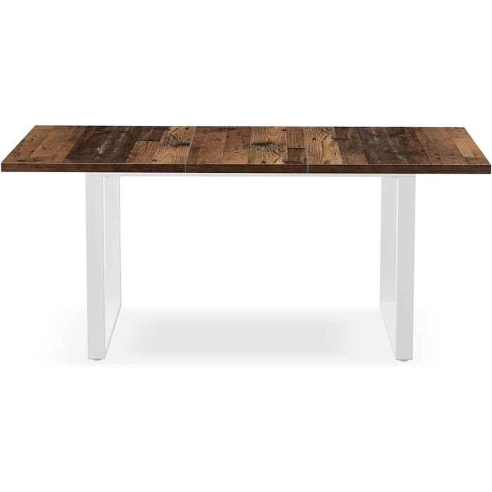 Розсувний обідній стіл Anna B&D home | 120-160 x 80 см, на 4-6 осіб | Скандинавський стиль, Texas-Eiche | Чорне металеве підстав'я, для кухні та їдальні