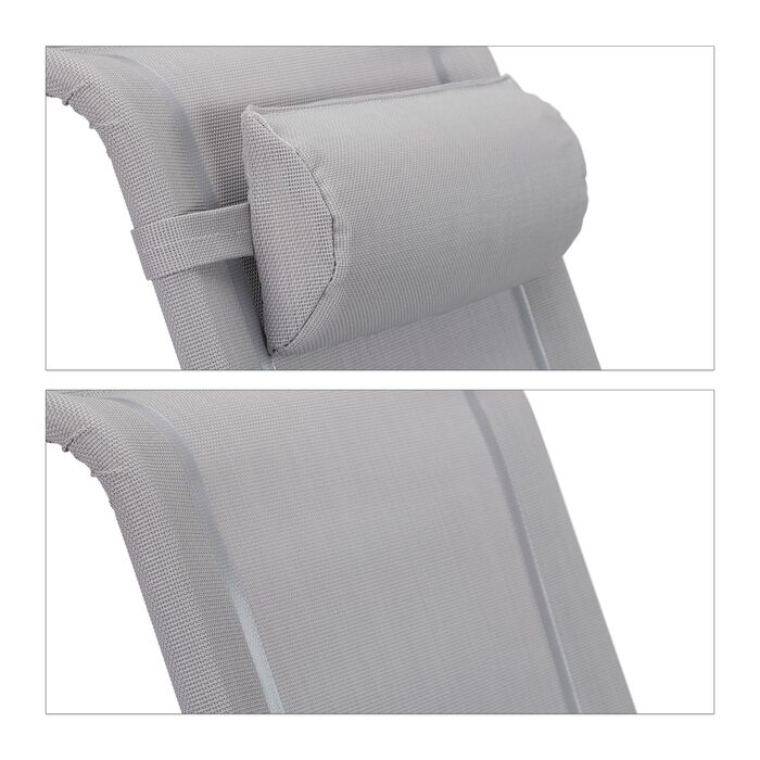 Розкладний шезлонг Relaxdays з подушкою для шиї