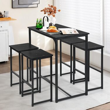 Набір барного столу та 4 стільців для кухні/бару (чорний)