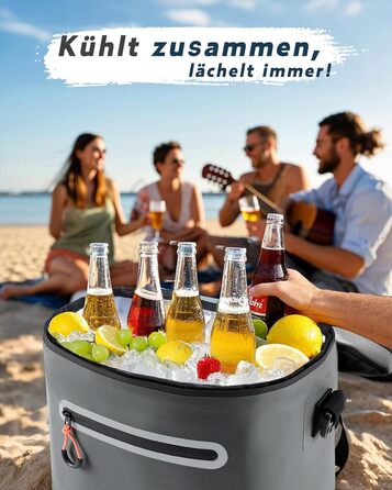 Термосумка-холодильник 14л ізольована водонепроникна темно-сіра для кемпінгу, пікніка, пляжу та грилю