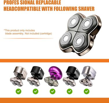 Запасні леза для електричної бритви Skull Shaver Carver PRO (4 шт.) — гіпоалергенні змінні голівки для гоління голови, чоловічі та жіночі