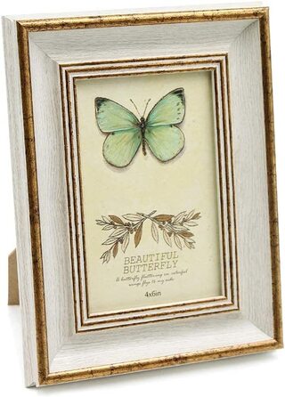 Рамка для фотографій Afuly Green з великими лініями, старовинна старовинна рамка для фотографій, настільний або настінний Різдвяний подарунок (білий, 10x15 см)