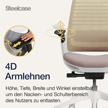 Офісний стілець Steelcase Series 1 з підтримкою спини LiveBack та 4D-підлокітниками, 66 x 64 x 92 см