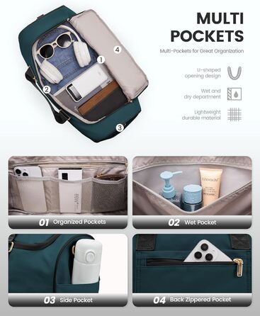 Сумка-рюкзак LOVEVOOK 37L, чорно-блакитна, для подорожей, спортзалу, пологів, з відділенням для взуття та мокрих речей, водонепроникна, ручна клада