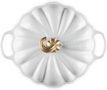 Кокотниця Le Creuset Figurale Kürbis, емальоване чавун, 4 л, білий колір з мідним ручками