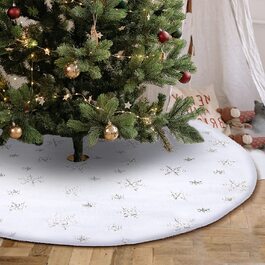 Різдвяна ковдра під ялинку Joyue 90 см біла зі срібними сніжинками