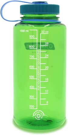 Пляшка для води Nalgene Sustain Tritan без вмісту бісфенолу А, виготовлена з 50 пластикових відходів, об'ємом 900 мл, з широкою шийкою (32 Унції, Зелений папуга)