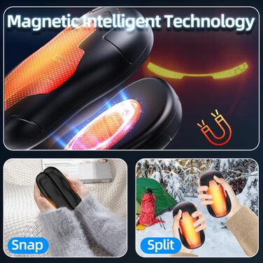 Електричні грілки для рук 2 шт. 10000mAh, двосторонній нагрів, USB, швидкий нагрів, для подарунку, чорний, срібний