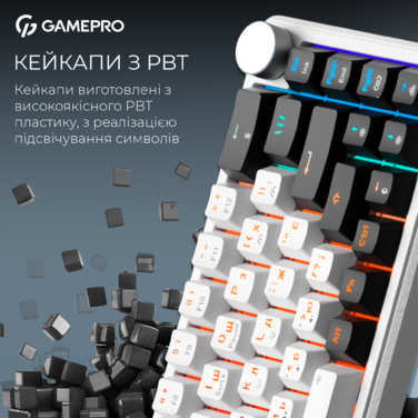 Бездротова механічна клавіатура GamePro Asgard Valhalla  (MK210W Pro) 65% QLAB orange switches