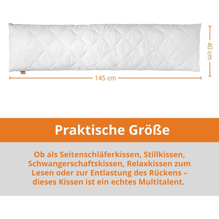 Подушка для сну на боці sleepling (Body Pillow) 40 x 145 см, м'яка мікрофібра, гіпоалергенна, Ökotex, з наволочкою