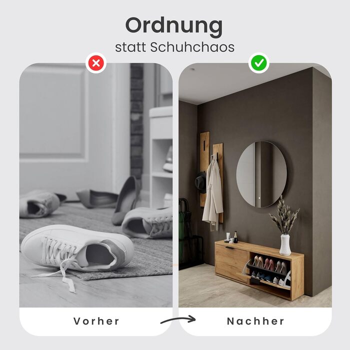 Взуттєва шафа Planetmöbel вузька з економною полицею, 6 полиць, комод для взуття для передпокою, коридору, гардеробу 60 x 23 x 118 см, білий сірий (2 дверцята, золотий дуб)