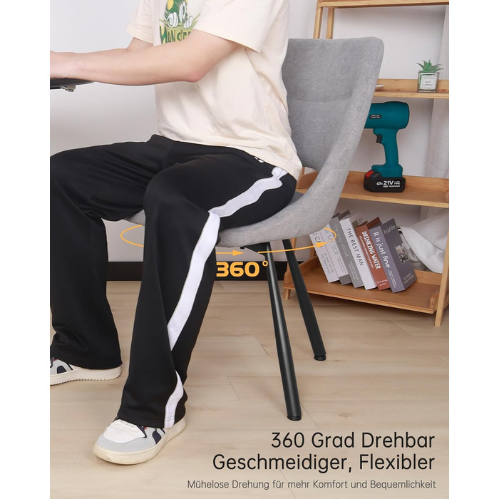 LEWE Комплект з 6 обертових стільців для їдальні, кухонних, вітальні та спальні, ергономічні, без підлокітників, з тканини кашемір (сірий)