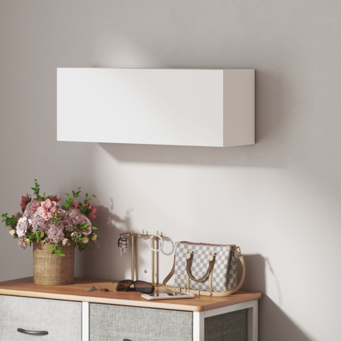 Шафка для ванної кімнати навісна, настінна з підйомною дверцятами, з газовою підйомною полицею, 80 x 25 x 30 см, білий