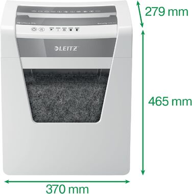 Шредер Leitz IQ Office P5, мікроріз, 11- (70-80 г/м²), сертифікований TÜV+GS, 2 години роботи, висувний 23L контейнер, тихий офісний шредер, білий