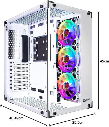 Ігровий корпус Talius Cronos Frost ATX з гартованим склом, ARGB вентиляторами Iris, білий колір