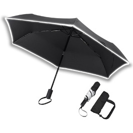 Зірка іскри світловий парасольку малий 240 г кишенькова парасолька автоматична парасолька чорна маленька кишенькова парасолька-парасолька світловідбиваюча Ø94 см світловідбиваюча парасолька штормовик. Чорний - світловідбиваюча облямівка Ø94 см - малий - легка конструкція