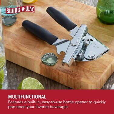 Swing-A-Way Портативний відкривачка для банок з ергономічною ручкою та відкривачка для пляшок, чорний