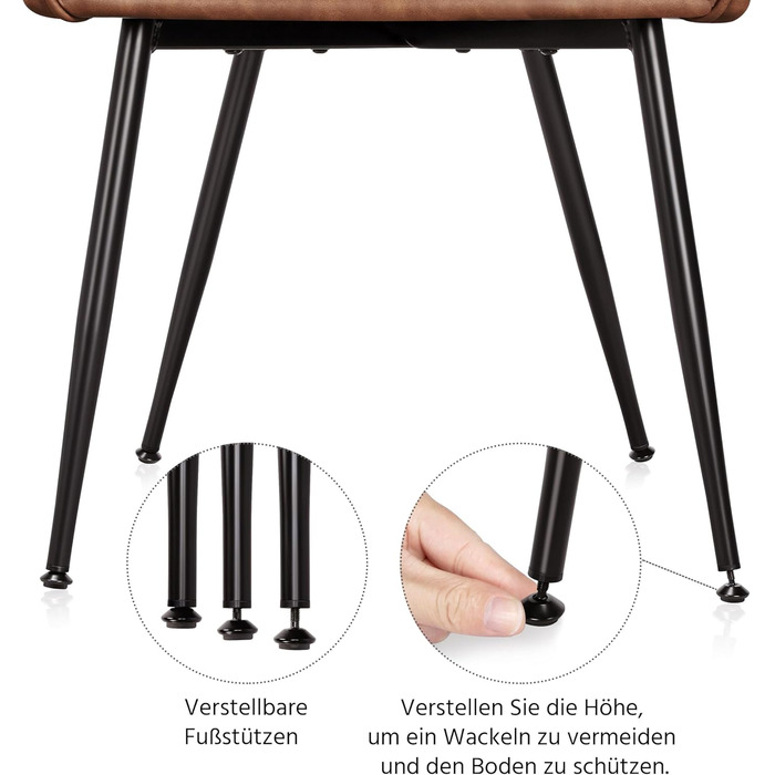 Набір обідніх стільців Yaheetech (4 шт.) з підлокітниками, штучна шкіра, коричневий