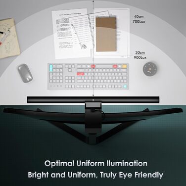 Quntis Лампа для монітора з підсвічуванням 42,5 см, RGB, з пультом дистанційного керування, регулювання яскравості та колірної температури, для офісу та дому