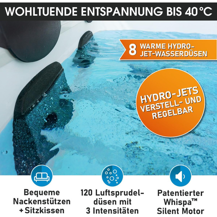 Гідромасажний басейн-джакузі BRAST Whirlpool MSpa Oslo для 6 осіб, 160x160x65 см, 120 масажних форсунок, LED-підсвітка, зимостійкий, для дому та вулиці