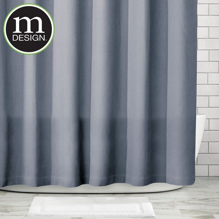 Розкішна завіса для душу mdesign з бавовняної тканини розміром 183 x 183 см ідеально підходить як завіса для ванни - текстильна завіса для душу з 3D-малюнком- (синя)