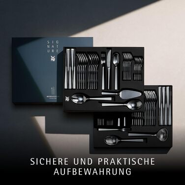 Набір столових приборів WMF Corvo на 6 осіб (66 предметів), нержавіюча сталь Cromargan protect, матова поверхня, стійкий до подряпин, придатний для миття в посудомийній машині