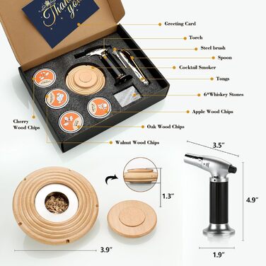 Набір для копчення коктейлів: 4 дерев'яні чіпси, аксесуар для віскі, коктейлів, кави, бурбону, м'яса