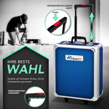 Набір інструментів TRESKO 1400 предметів у валізі: професійний кейс з інструментами з хромо-ванадієвої сталі (синій)