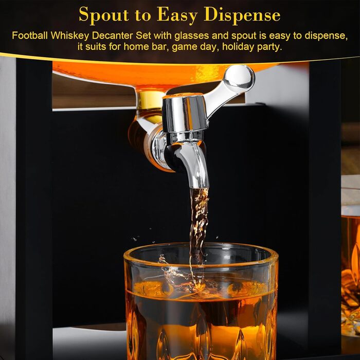 Набір для віскі з футбольним декором для чоловіків: лікерний набір з 2 склянками + 2 охолоджувачами, 1,3 л, подарунок для батька, чоловіка, друга