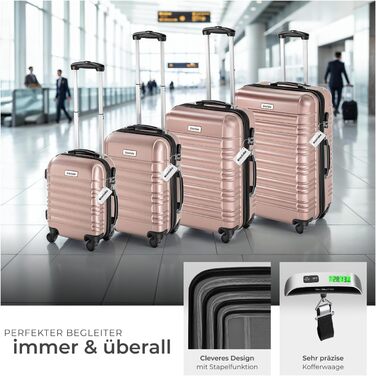 Набір валіз Tectake® 4 шт. з ABS пластику, рожевого кольору (S-M-L-XL)