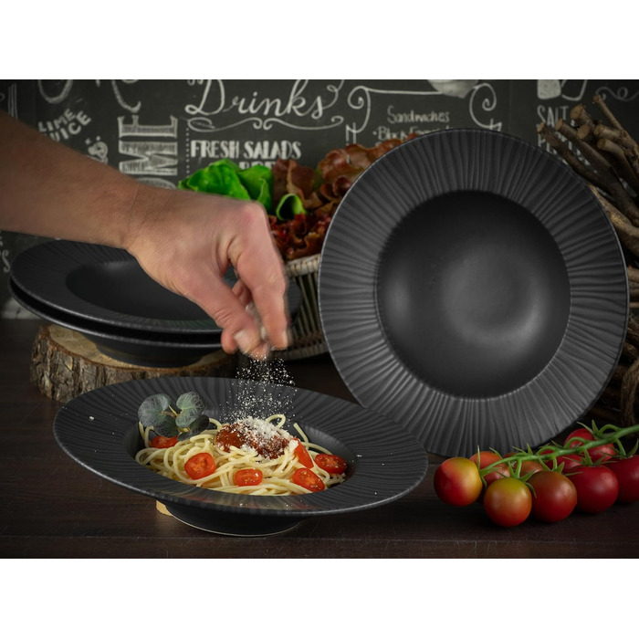 Набір посуду серії Vesuvio Black 4шт Набір тарілок з керамограніту 21820