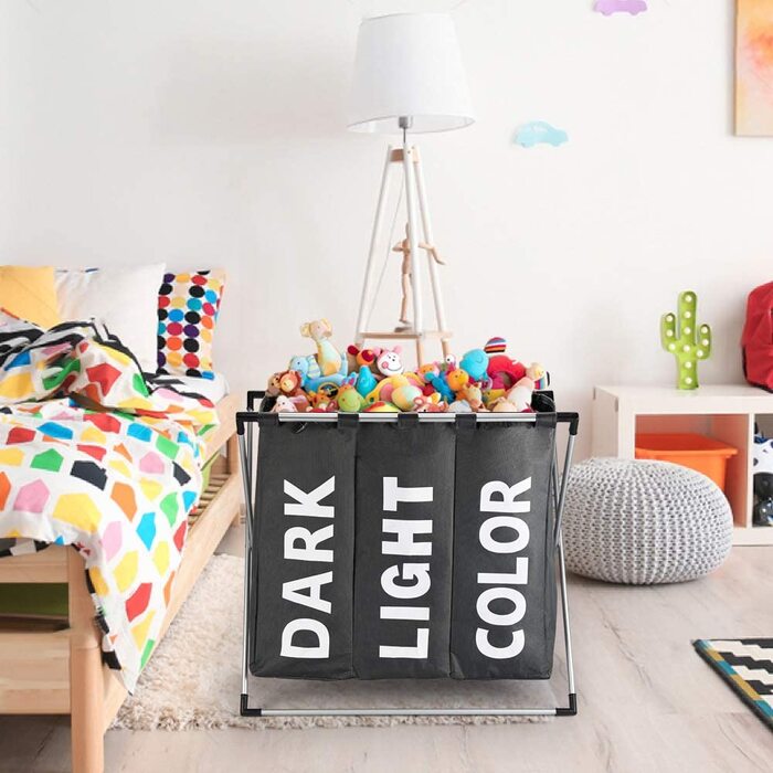 Сортувальник для білизни Oxford Trio з 3 відділеннями (102L) - Чорний