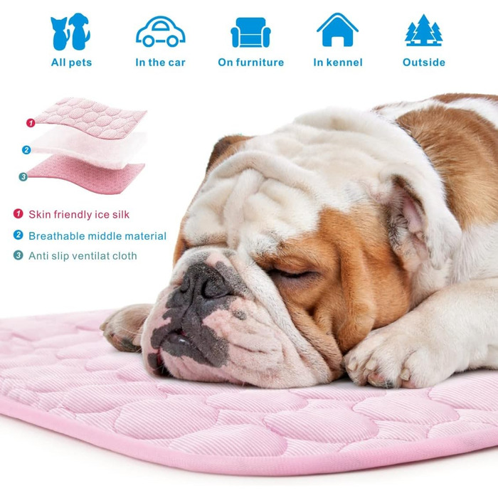 Літній охолоджуючий килимок для собак, самоохлаждающийся килимок для собак, кішок, Килимки для собак, нековзний охолоджуючий килимок, миється м'який килимок для домашніх тварин для собак, маленький, середній, великий, XL рожевий, 2 шт.